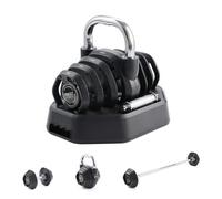 Phoenix Fitness 20kg Adjustable Weight Set for Strength Training & Home Gym | 3-in-1 Adjustable Design | Dumbbell, Barbell & Kettlebell | Cast Iron | Heavy-Duty Locking Mechanism | Storage Base