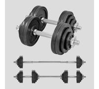 Phoenix Fitness 30kgCast Iron Adjustable Dumbbell & Barbell Weight Set for Home Workouts in Black | Size: 18-30kg Phoenix Fitness Black 18-30kg