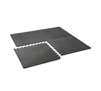 Phoenix Fitness 60x60cm Interlocking Gym Flooring - Non-Slip Soft EVA Foam Floor Mats - Heavy-Duty Protective Flooring Tiles for Garage, Kids Room & Exercise - Black/Grey (Black, 12 Mats (46.5 SQFT))