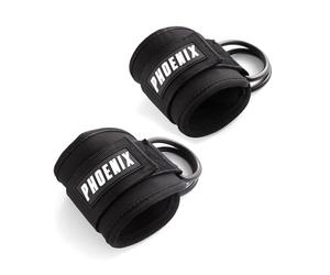 Phoenix Fitness Cable Machine Attachments - Heavy-Duty Pulley Machine Exercise Handles, Lat Pull Down Bars, Rope Attachments or Ankle Straps for Home Gym Workout - Black, Ankle Straps