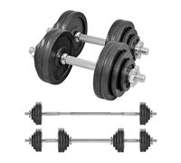 Phoenix Fitness Cast Iron Adjustable Dumbbell Barbell Set - 20kg & 30kg - Men & Women Strength Training Equipment - Home Gym Weight Lifting Free Weights