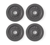 Phoenix Fitness Cast Iron Weight Plates - 1-Inch Free Weight Plate for Barbell Dumbbell Bars, Weightlifting & Strength Training at Home Gym - Set of 4, 1.25kg