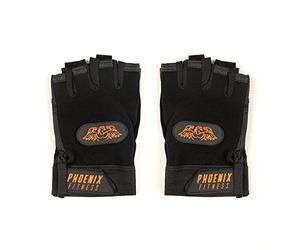 Phoenix Fitness Gym Gloves - Non-Slip Fingerless Gloves with Adjustable Strap for Weightlifting and Training for Men and Women at Home & Gym - Black