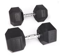 Phoenix Fitness Hex Dumbbells - Pair of Rubber & Cast Iron Hexagonal Dumbbell Hand Weights for Men and Women at Home & Gym - Weight: 22.5kg