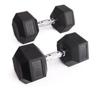 Phoenix Fitness Hex Dumbbells - Pair of Rubber & Cast Iron Hexagonal Dumbbell Hand Weights for Men and Women at Home & Gym - Weight: 17.5kg