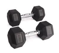 Phoenix Fitness Hex Dumbbells - Rubber & Cast Iron Hexagonal Dumbbell Hand Weights for Men and Women at Home & Gym - SINGLE or PAIR - Choice of Weight: 2.5kg - 25kg