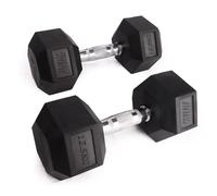Phoenix Fitness Hex Dumbbells - Rubber & Cast Iron Hexagonal Dumbbell Hand Weights for Men and Women at Home & Gym - SINGLE or PAIR - Choice of Weight: 2.5kg - 25kg