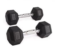 Phoenix Fitness Hex Dumbbells - Rubber & Cast Iron Hexagonal Dumbbell Hand Weights for Men and Women at Home & Gym - SINGLE or PAIR - Choice of Weight: 2.5kg - 25kg