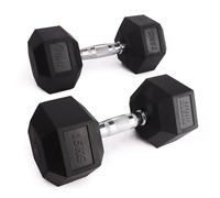 Phoenix Fitness Hex Dumbbells - Rubber & Cast Iron Hexagonal Dumbbell Hand Weights for Men and Women at Home & Gym - SINGLE or PAIR - Choice of Weight: 2.5kg - 25kg