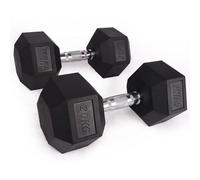 Phoenix Fitness Hex Dumbbells - Rubber & Cast Iron Hexagonal Dumbbell Hand Weights for Men and Women at Home & Gym - SINGLE or PAIR - Choice of Weight: 2.5kg - 25kg