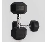 Phoenix Fitness Hex Dumbbells - Pair of Rubber & Cast Iron Hexagonal Dumbbell Hand Weights for Men and Women at Home & Gym - Weight: 15kg