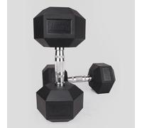 Rubber & Cast Iron Hexagonal Dumbbell Hand Weights at Home & Gym - PAIR - Choice of Weight: 2.5kg - 25kg Phoenix Fitness Black 20kg