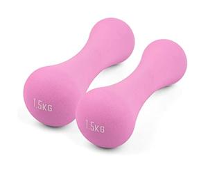 Phoenix Fitness Neoprene Bone Dumbbells Pair - 1kg, 1.5kg or 2kg Soft Grip Hand Weights for Women - Cast Iron Dumbbell Weights for Pilates, Aerobics Workout & Resistance Training at Home & Gym