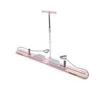 Myga Pilates Board - Portable Pilates Reformer with Resistance Bands & Adjustable Handlebar - Home Workout Equipment for Core Strength, Balance, Flexibility & Full Body Training (Pink)