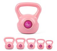Phoenix Fitness Pink Kettlebell - Vinyl Weight for Exercise, Weightlifting, Strength Training & Full Body Workout for Women at Home & Gym - SINGLE, 2kg, 4kg, 6kg, 8kg, 10kg, 12kg, 16kg or 20kg