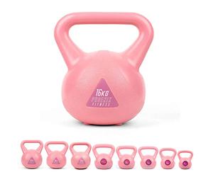 Phoenix Fitness Pink Kettlebell - Vinyl Weight for Exercise, Weightlifting, Strength Training & Full Body Workout for Women at Home & Gym - SINGLE, 2kg, 4kg, 6kg, 8kg, 10kg, 12kg, 16kg or 20kg