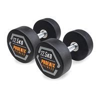 Phoenix Fitness Rubber Coated Cast Dumbbells - Fixed Weight for Fitness & Strength Training, Lifting & Bodybuilding - Ideal for Home Gym, Commercial Gym, Studio - Sold as Pairs, 22.5kg