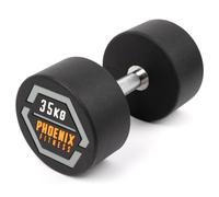 Phoenix Fitness Rubber Coated Dumbbells - Cast Iron Weights with Knurled Steel Handles for Strength Training - Pair 2.5-25kg or Single 27.5-50kg