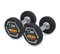 Phoenix Fitness Rubber Coated Dumbbells - Pair of Cast Iron Dumbbell Weights for Exercise, Strength Training & Weightlifting for Men and Women at Home & Gym - Choice of Weight: 2.5kg - 25kg