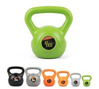 Phoenix Fitness Vinyl Kettlebell - Heavy Weight Kettle Bell for Home Gym Workout Equipment Strength Fitness Pilates Weight Training - Green 4kg