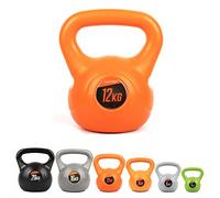 Phoenix Fitness Vinyl Kettlebell - Heavy Weight Kettle Bell for Home Gym Workout Equipment Strength Fitness Pilates Weight Training - Orange 12kg
