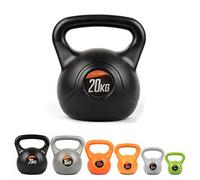 Phoenix Fitness Vinyl Kettlebell - Heavy Weight Kettle Bell for Home Gym Workout Equipment Strength Fitness Pilates Weight Training - Black 20kg