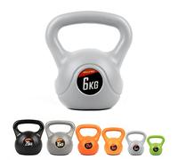 Phoenix Fitness Vinyl Kettlebell - Heavy Weight Kettle Bell for Home Gym Workout Equipment Strength Fitness Pilates Weight Training - Silver 6kg