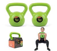 Phoenix Fitness Vinyl Kettlebell Pair - Heavy Weight Kettle Bell for Strength and Cardio Training, Green, 4KG