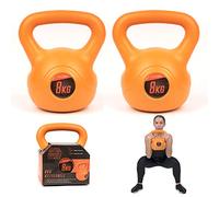 Phoenix Fitness Vinyl Kettlebell Pair - Heavy Weight Kettle Bell for Strength and Cardio Training, Orange, 8KG