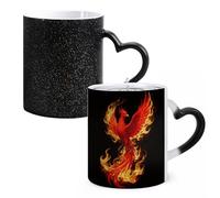 Phoenix Flame Color Changing Mugs Heat Sensitive Ceramic Coffee Mugs Funny Temperature Changing Mug Novelty Magic Cup Gift for Coffee Lover 11 Oz