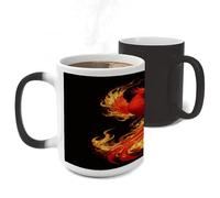 Phoenix Flame Color Changing Mugs Heat Sensitive Magic Mug 11 Oz Coffee Cup for Office, Ceramic Novelty Tea Mug with Handle for Home, Creative Gifts, Birthday, Anniversary