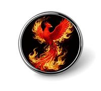 Phoenix Flame Lapel Pin Brooches Round Fashion Brooch Pin Cute Button Badges Alloy Button Pins for Hat Shirt Clothing Bags