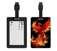 Phoenix Flame Luggage Tags for Suitcases Personalized Luggage Tags Business Card Holder Travel ID Bag Tag with Address Card Quick Spot Baggage Identifier for Carry On