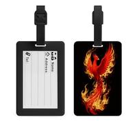 Phoenix Flame Luggage Tags Suitcases - TPU Travel Bag Tags with Name Id Label and Black Loop - Unique Cute Id Labels for Women Men Suitcase Baggage Bag Backpack Instrument