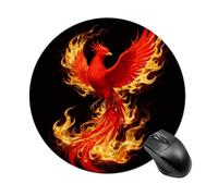 Phoenix Flame Mouse Pad Round Mouse Mat Leather Non-Slip Rubber Base Mousepad Waterproof Computer Mouses Pad for Laptop Wireless Mouses Keyboard Home Office