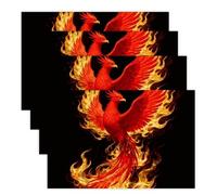 Phoenix Flame Placemats 30x45cm*4 Linen Heat Resistant Placemats Waterproof Table Place Mats Washable Wipeable Outdoor Placemat for Kitchen Dining Room Table Decorations
