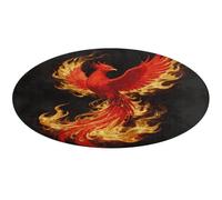 Phoenix Flame Round Area Rug Non Slip Backing Doormat Water Absorbent Plush Throw Low-Pile Non-Slip Floor Mat Carpet for Living Room Bedroom Entryway Nursery Room 60 * 60cm