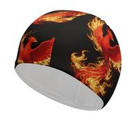 Phoenix Flame Swim Cap for Women Men Swimming Hat Bath Waterproof Pool Caps for Long Thick Curly Hair