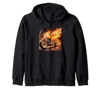 Phoenix Flames Motorbike Graphic Zip Hoodie