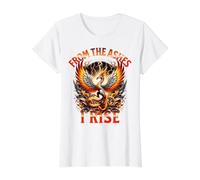 Phoenix Flames Rising from The Ashes I Rise Rebirth Value Graphic T-Shirt, Women, White, S
