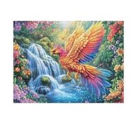 Phoenix Flying by Waterfall 500 Pieces Set Classic Jigsaw Puzzle Couple Puzzle Partners Mind Relaxation Wall Decor Easter New Year Recycled Cardboard Material 500 PCS