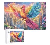 Phoenix Flying over City Lights 1000 Piece Jigsaw Puzzle for Couples Relaxing Indoor Time Brain Coordination Gift for Housewarming 1000 PCS