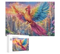 Phoenix Flying over City Lights 300 Piece Jigsaw Puzzle for Family Living Room Activity Teamwork Skill Gift for Family Time 300 PCS