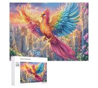 Phoenix Flying over City Lights 500 Piece Jigsaw Puzzle for Adults Indoor Calm Activity Stress Reduction Gift for Self Care 500 PCS