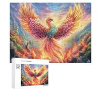 Phoenix Flying Over Flames 500 Piece Jigsaw Puzzle for Family Indoor Activity Cooperative Challenge Gift for Holidays 500 PCS