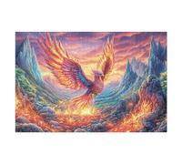 Phoenix Flying Over Lava Ground 1000 Piece Complete Jigsaw Puzzle Set Teens Beginners Educational Challenge Puzzle Fans Group Play Anniversary Quality Material 1000 PCS