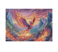 Phoenix Flying Over Lava Ground 300 Piece Jigsaw Puzzle for All Ages Easter Gift Idea Family Gathering Durable Pieces Stress Relief Home Decor 300 PCS
