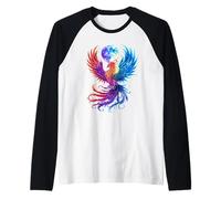 Phoenix Full Moon Rising Mythical Bird Fantasy Bird Raglan Baseball Tee