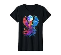 Phoenix Full Moon Rising Mythical Bird Fantasy Bird Value Graphic T-Shirt, Women, Black, L