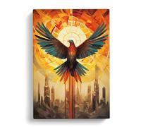 Phoenix Geometric Art Canvas Print | Gallery Wrapped 30mm Frame Wall Art | 30x20 inches | Ready to Hang | Abstract Picture | Living Room Bedroom Lounge Office